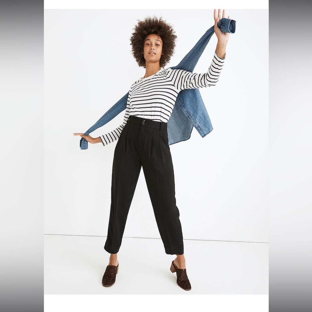 Madewell Drapey Pleated Taper Wide-Leg Pants